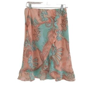 Floral/paisley ruffled skirt